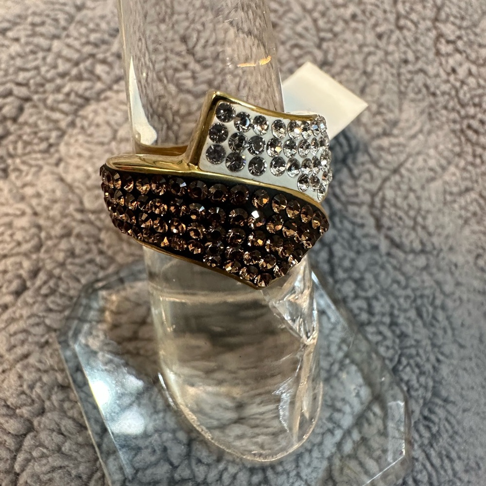 🍉Gold and Silver Asymmetrical Ring with Gemstone Accents